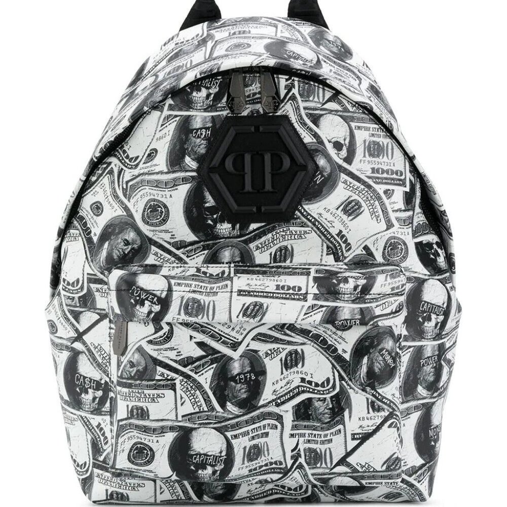 PHILIPP PLEIN ORIGINAL MENS HEXAGON DOLLAR PRINT BACKPACK